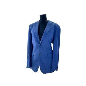 Banana Republic Slim Fit Linen Blend Blazer Blue Textured Women's 40R